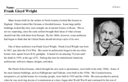Print <i>Frank Lloyd Wright</i> reading comprehension.