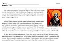 Print <i>Pancho Villa</i> reading comprehension.