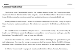 Print <i>Commonwealth Day</i> reading comprehension.