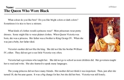 Print <i>The Queen Who Wore Black</i> reading comprehension.