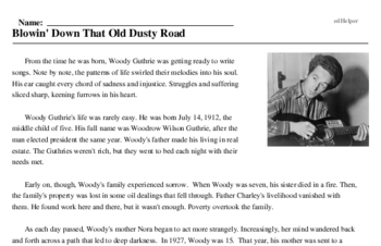 Woody Guthrie<BR>Blowin' Down That Old Dusty Road