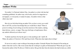 National Authors' Day<BR>Authors Write