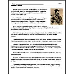 Print <i>Jacques Cartier</i> reading comprehension.