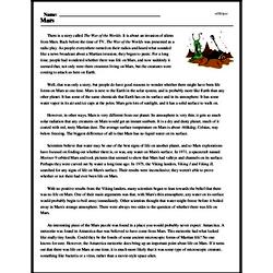 Print <i>Mars</i> reading comprehension.