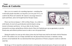 Print <i>Pierre de Coubertin</i> reading comprehension.