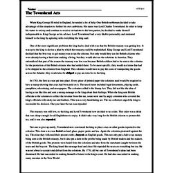 Print <i>The Townshend Acts</i> reading comprehension.