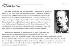 Print <i>The Schlieffen Plan</i> reading comprehension.