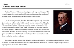 Print <i>Wilson's Fourteen Points</i> reading comprehension.