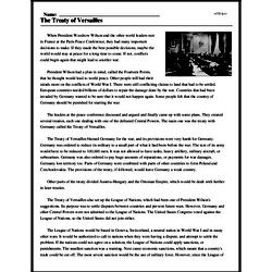 Print <i>The Treaty of Versailles</i> reading comprehension.