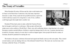 Print <i>The Treaty of Versailles</i> reading comprehension.