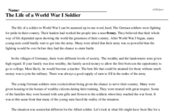 Print <i>The Life of a World War I Soldier</i> reading comprehension.