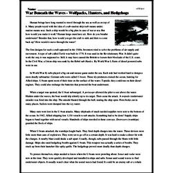 Print <i>War Beneath the Waves - Wolfpacks, Hunters, and Hedgehogs</i> reading comprehension.