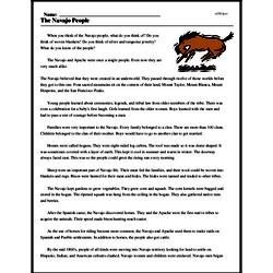 Print <i>The Navajo People</i> reading comprehension.