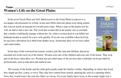 Print <i>Women's Life on the Great Plains</i> reading comprehension.