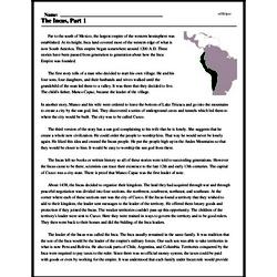 Print <i>The Incas, Part 1</i> reading comprehension.