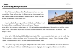 Print <i>Celebrating Independence</i> reading comprehension.