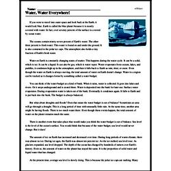 Print <i>Water, Water Everywhere!</i> reading comprehension.