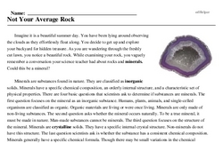 Print <i>Not Your Average Rock</i> reading comprehension.