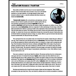 Print <i>Nonrenewable Resources - Fossil Fuels</i> reading comprehension.