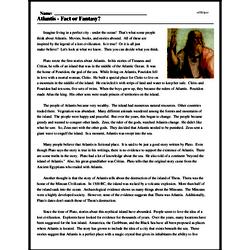 Print <i>Atlantis - Fact or Fantasy?</i> reading comprehension.