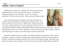 Print <i>Atlantis - Fact or Fantasy?</i> reading comprehension.