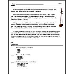 Print <i>Erhu</i> reading comprehension.