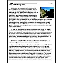 Print <i>Troy - Did It Really Exist?</i> reading comprehension.