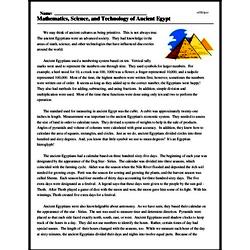 Print <i>Mathematics, Science, and Technology of Ancient Egypt</i> reading comprehension.