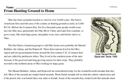 Print <i>From Hunting Ground to Home</i> reading comprehension.