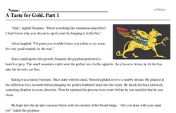 Print <i>A Taste for Gold, Part 1</i> reading comprehension.