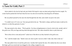 Print <i>A Taste for Gold, Part 3</i> reading comprehension.