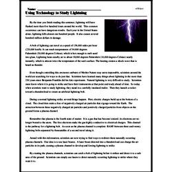 Print <i>Using Technology to Study Lightning</i> reading comprehension.