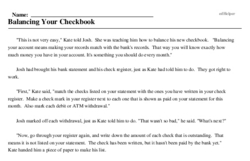 Print <i>Balancing Your Checkbook</i> reading comprehension.