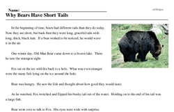 Print <i>Why Bears Have Short Tails</i> reading comprehension.