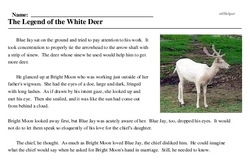 Print <i>The Legend of the White Deer</i> reading comprehension.