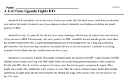 Print <i>A Girl from Uganda Fights HIV</i> reading comprehension.