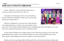 Print <i>Saida Goes to School in Afghanistan</i> reading comprehension.