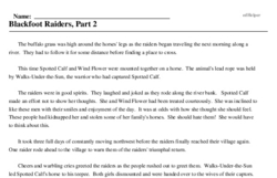 Print <i>Blackfoot Raiders, Part 2</i> reading comprehension.