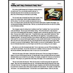 Print <i>Making and Using a Bookmark Study Sheet</i> reading comprehension.