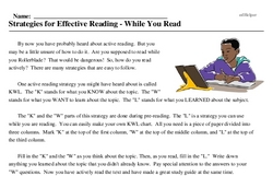 Print <i>Strategies for Effective Reading - While You Read</i> reading comprehension.