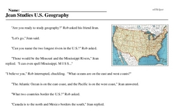 Print <i>Jean Studies U.S. Geography</i> reading comprehension.
