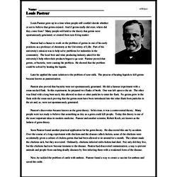 Print <i>Louis Pasteur</i> reading comprehension.