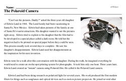 Print <i>The Polaroid Camera</i> reading comprehension.