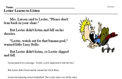 Print <i>Lester Learns to Listen</i> reading comprehension.