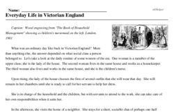 Print <i>Everyday Life in Victorian England</i> reading comprehension.