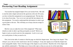 Print <i>Previewing Your Reading Assignment</i> reading comprehension.