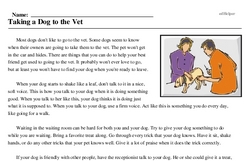 Print <i>Taking a Dog to the Vet</i> reading comprehension.