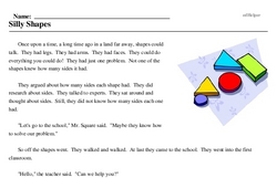 Print <i>Silly Shapes</i> reading comprehension.
