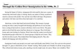 Print <i>Through the Golden Door-Immigration in the 1890s, Pt. 2</i> reading comprehension.