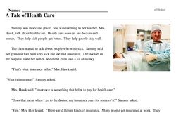 Print <i>A Tale of Health Care</i> reading comprehension.